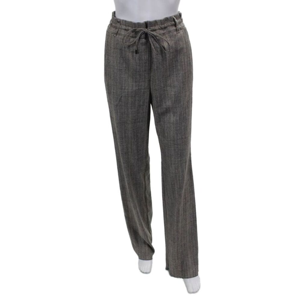 Marella Women Dress Pants Gray Plaid Viscose Drawstring Inseam 34 Size 10